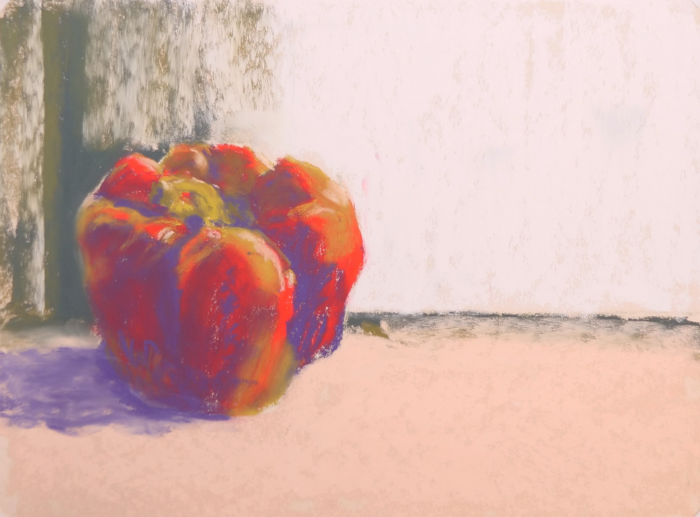 red bell pepper in pastel